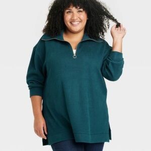 NWT! Plus Size Ava & Viv Teal Cozy Long Sleeve Ribbed Top